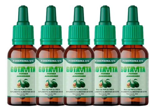 Kit 5 Gotavita Óleo De Abacate Coenzima Q10 Com Nota Fiscal Sem Sabor