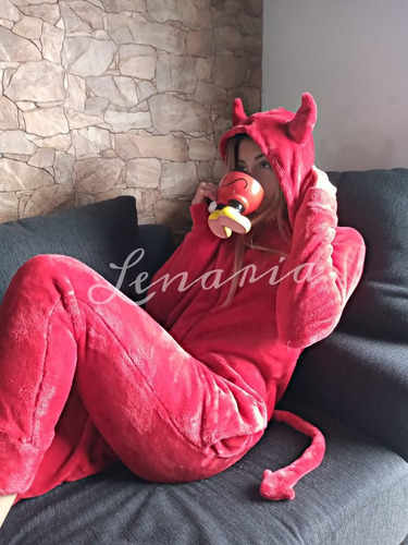 Pijama Enterito Diablo Kanguri Polar Soft Todos Los Talles