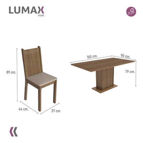 Juego De Comedor Con Tablero De Madera Y 6 Sillas Sintéticas