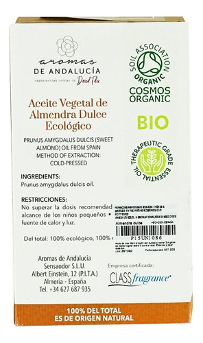 Aceite Vegetal Natural Bio Aroma A Almendra Dulce 120 Ml