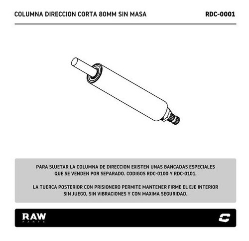 Imagen 2 de 7 de Columna De Direccion Para Extractor Volante 80mm Raw Parts