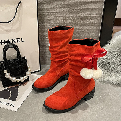 E Botas De Invierno Para Mujer, Zapatos De Tacón Bajo, Cómod