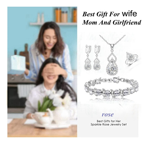 Juego De Joyas Chapadas En Platino Para Mujer Regalo Ideal