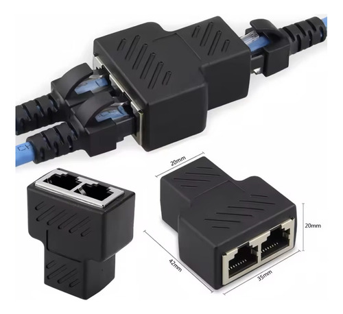 Adaptador Divisor Rj45 Ethernet 1 A 2 Vias Conector Hembra
