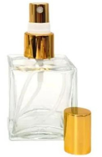 2 Frascos Vidro Perfume Cubo50ml Valvula Luxo Dourada Prata