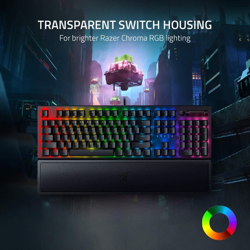 Teclado gamer Razer Black Widow BlackWidow V3 QWERTY Razer Yellow inglés US color negro con luz RGB