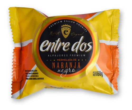Imagen 2 de 9 de Alfajor Premium Entre Dos - Caja X12 Ud. Choco Con Naranja
