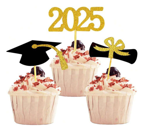 48 Piezas De Adornos Para Cupcakes De Graduación De 2025