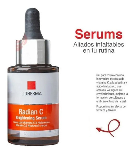 Sérum Brightening Serum Lidherma Radian C con vitamina C y ac. hialurónico 30g