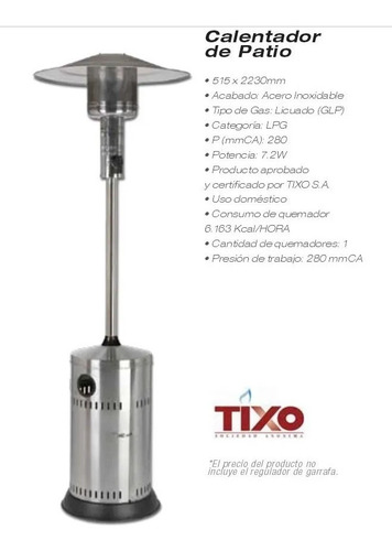 Calefactor Exterior Estufa Hongo Acero Certificado Sin Inter