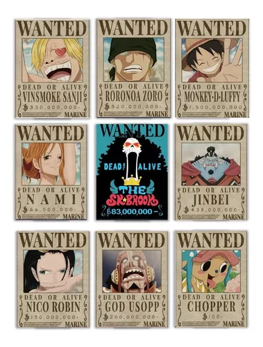 ONE PIECE - Quadros e Placa Decorativa de Parede para quarto e sala tema  Wanted luffy Zoro Nami Usopp Sanji Tony Chopper Robin Roronoa Eiichiro  Quadro parede e decoração séries, filmes e