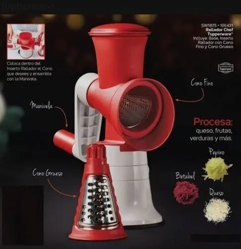 Tupperware Rallador Chef Base+3 Conos Insertos+prensa+manive (Usado)