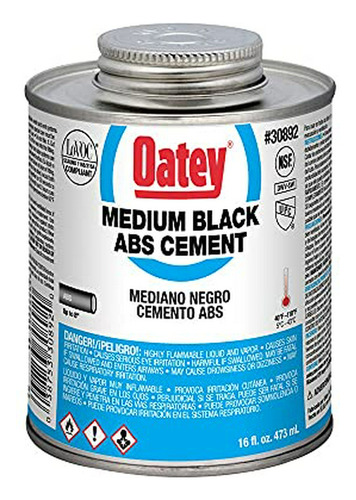 Cemento Solvente Oatey 30892, 16 Oz, Líquido, Negro