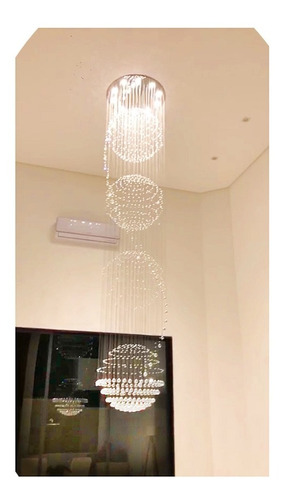 Lustre Pendente Cristal 4 Globos Base 60 Cm Com 8 Lâmpadas