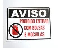 Comprar Placa De Sinalização - Proibido Bolsas E Mochilas