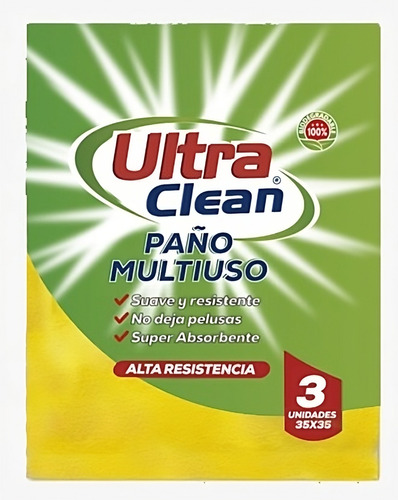 Paño Multiuso - Ultra Clean - 3 Unidades Color Amarillo
