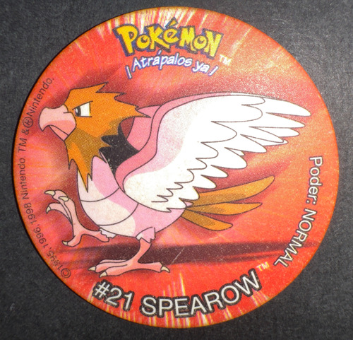 Taps Pokemon De Frito Lay - #21 Spearow - 1998 Original