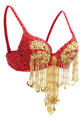 De Danza De Vientre Con Lentejuelas Borlas Colgantes Ropa