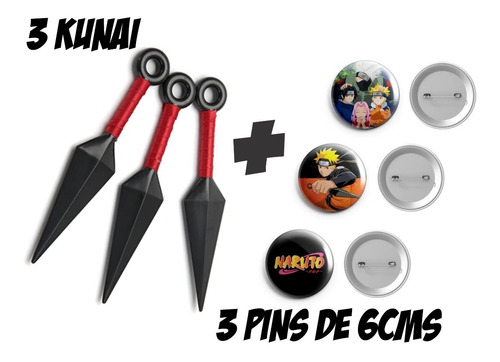 Set Kunai Naruto Anime Cosplay + 3 Pins. Producto Original.