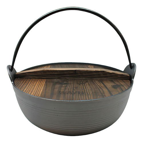 Imagen 2 de 3 de Olla Wayu Hierro Fundido Tapa De Madera 25cm Asado Cocina