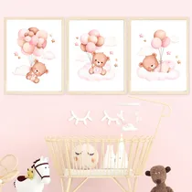 Comprar Set X3 Cuadros Completos Infantiles Ositos Globos 33x43 Cm