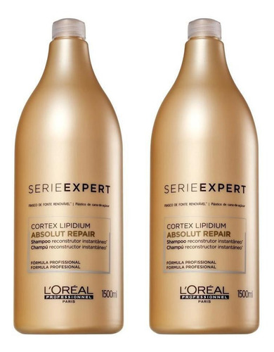 Kit 2 Shampoo Loreal Absolut Repair Cortex Lipidium 1500ml