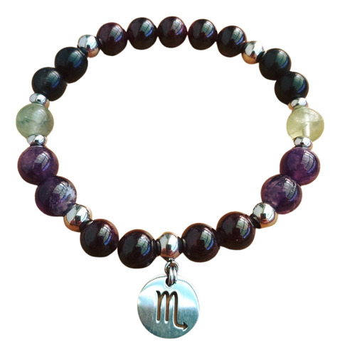 Pulsera Acero Signo Escorpio Piedras Naturales Legítimas