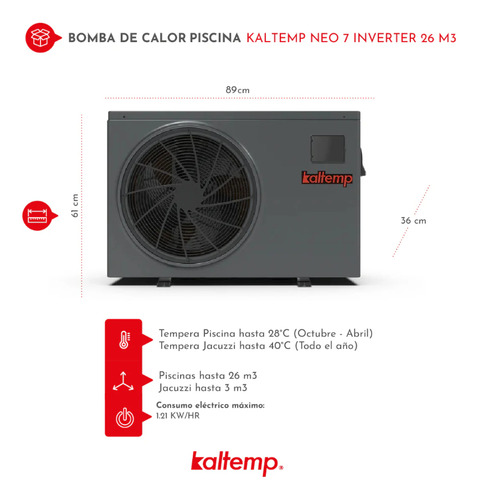 Bomba De Calor Pooltemp Neo 7 Full Inverter 26 M3