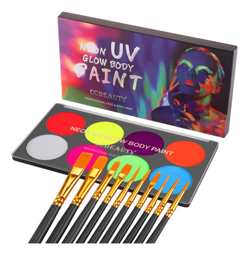 Ccbeauty Gran Paleta De Pintura Corporal Con Brillo Uv, Kit