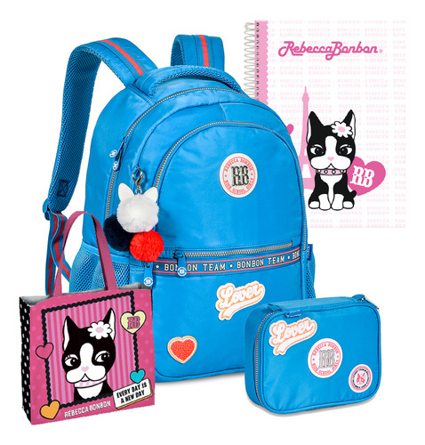 Kit Mochila E Estojo Rebecca Bonbon Holográfica + Squeeze Rb