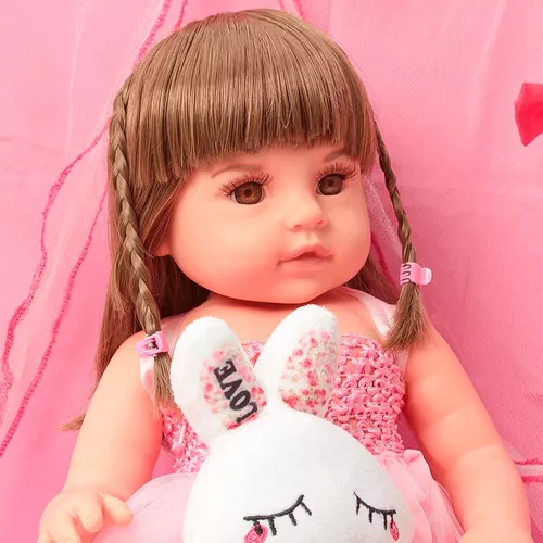 Boneca Bebê Reborn Realista Menina Silicone Pode Dar Banho - USA Magazine