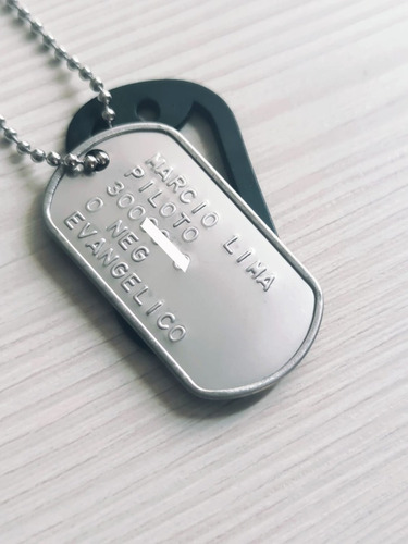 Dog Tag Id + Exército Placa De Identificação Militar 