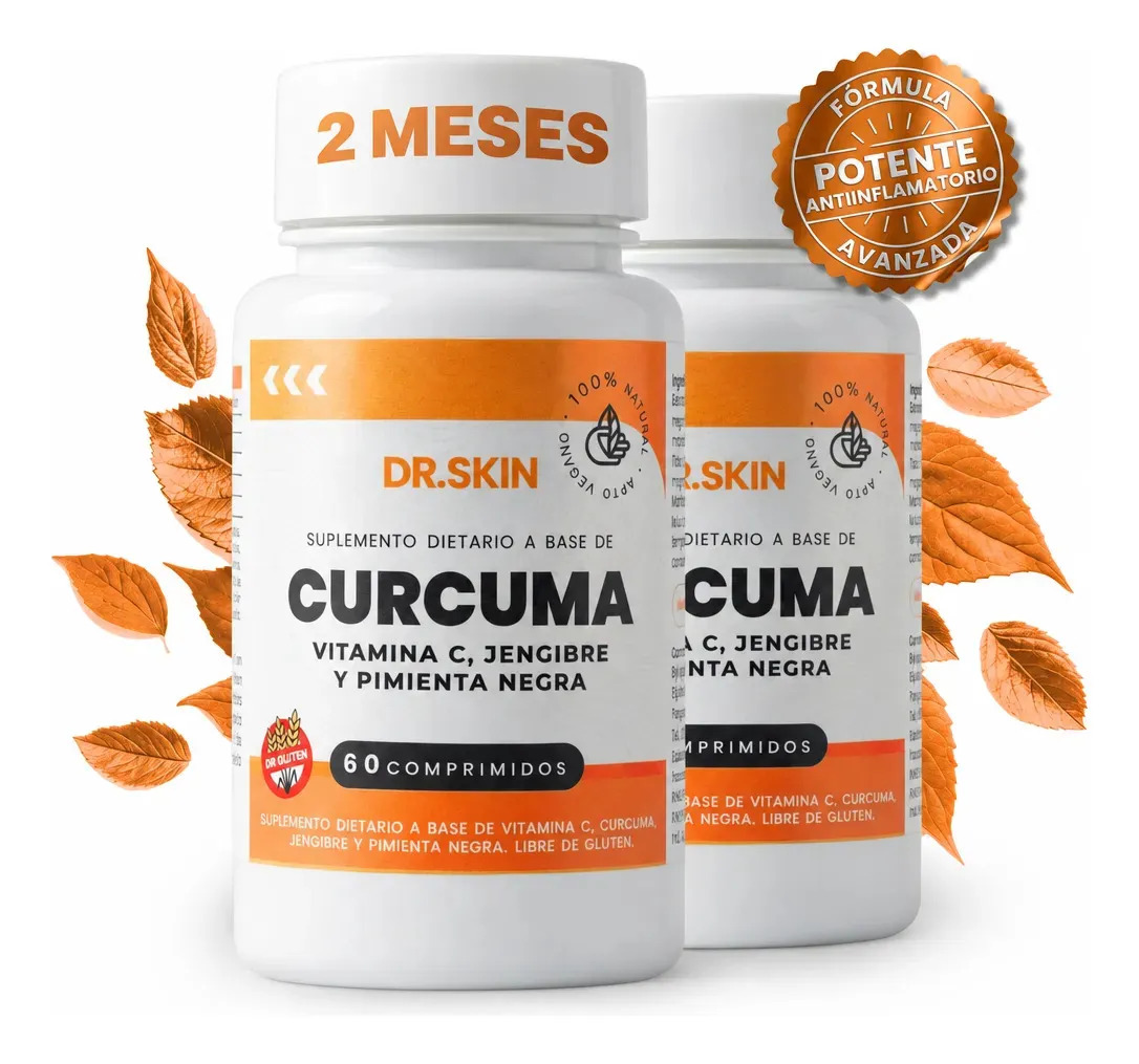 Pack Cúrcuma, Jengibre y Pimienta Negra Dr Skin con Vitamina C para Articulaciones y Digestión