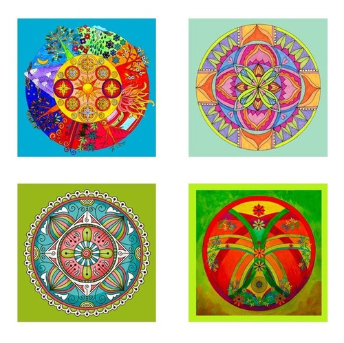 Pack 4 Letreros Metálicos 28x28 Cartel Mandalas