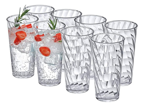 Amazing Abby Glacier Vasos Plastico 18 Onzas Juego 8 Vasos P