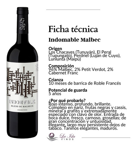 Vino Indomable Blend De Malbec Caja X6 Cosecha 2021 Premiado