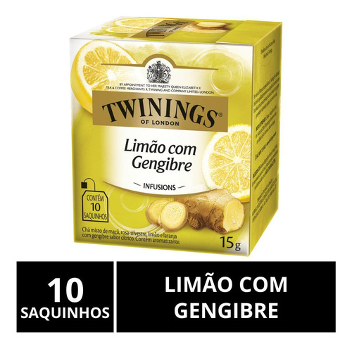 Chá Twinings, Caixa 10 Saquinhos, Chá Limão Com Gengibre