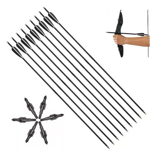 Flechas Carbono De 80cm 6 Unidades Para Articulos De Caza