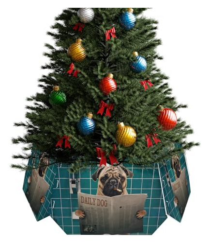 Funda Base Para Árbol De Navidad Con Diseño De Perrito Pug