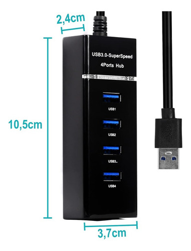 Hub Usb 3.0 De 4 Portas De Alta Velocidade Led Notebook