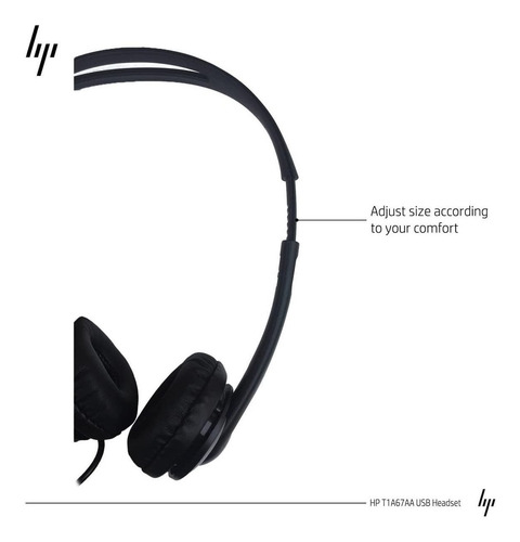 Imagen 3 de 7 de Auriculares Estéreo Hp T1a67aa Usb Microfono 20 Hz Negro