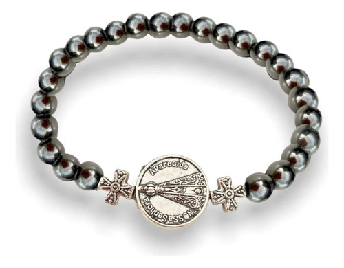 Pulseira Elastico Hematita Nossa Senhora Aparecida