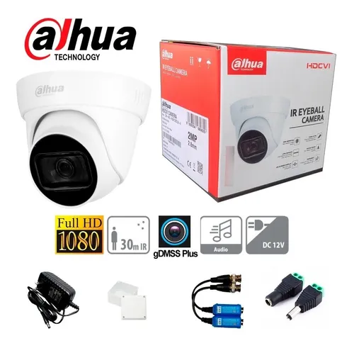 Cámara Domo Dahua De 2 Mp 30m 3.6m Audio + Accesorios