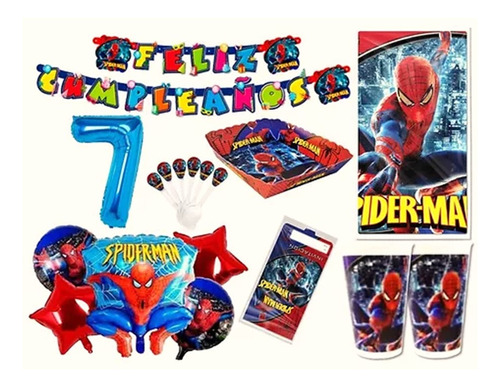 Kit Decoración Spiderman X24 Niños + Bouquet + Numero