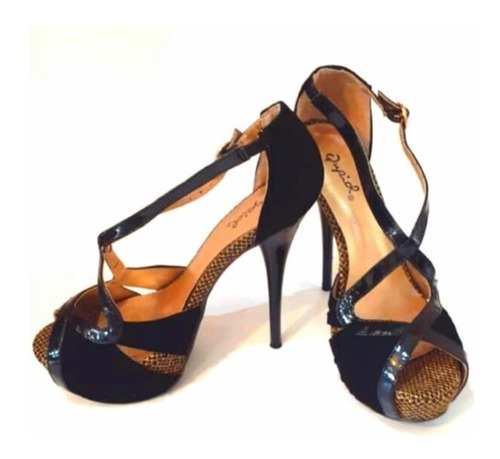 Zapatos De Dama Tacón Alto Cuero Color Negro Talla 37