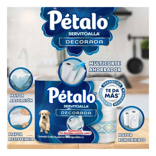 Servitoalla Pétalo Multicorte 6 Rollos De 180 Hojas Drop002
