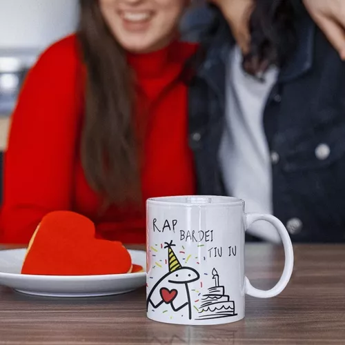 Caneca Flork Aniversario Meme Palito Figurinha Xícara Brinde