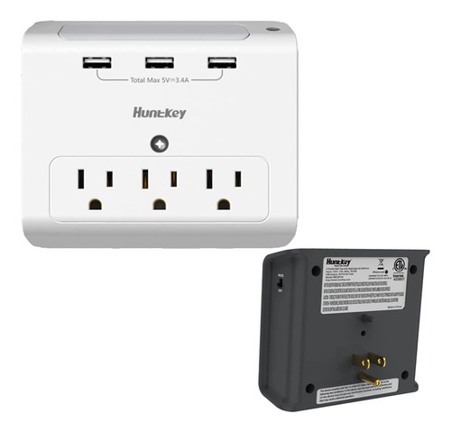 Huntkey Montaje En Pared 3-puntos De Venta Con 3 Usb (3.4a) 