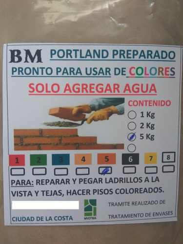 Portland Pronto Para Usar De Color Ideal Rep. Ladrillos 2 Kg