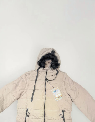 Campera Y Chaleco 2 En 1 Forrada C/ Piel Capucha Desmontable